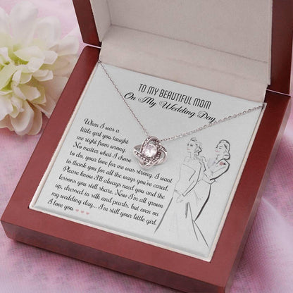 Gift for Mom Wedding Day Gift Always Your Little Girl Love Knot Pendant Necklace