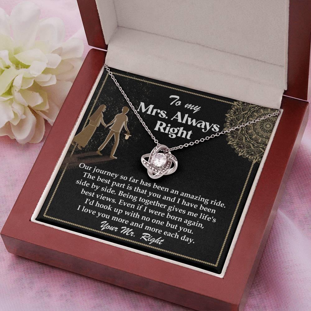 Wife Gift Always Right Love Knot Pendant Necklace