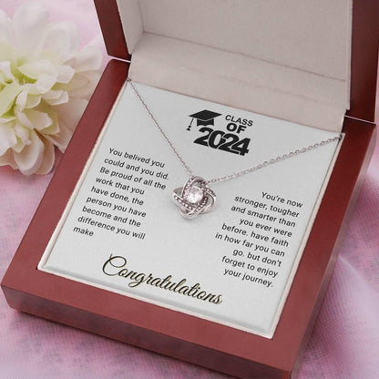 Graduation Gift Class of 2024 You Believed you Could Congratulations Love Knot Pendant Necklace