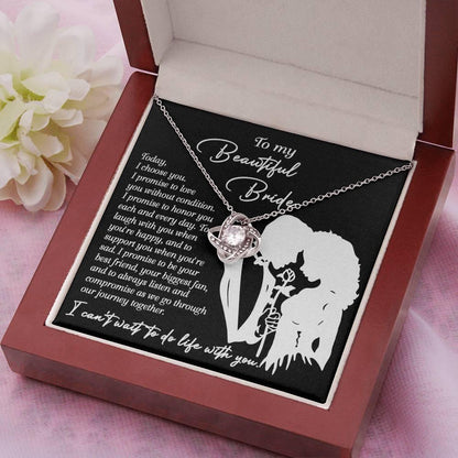 To My Beautiful Bride - I Choose You Love Knot Pendant Necklace Wedding Day Gift from Groom