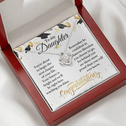 Daughter Congratulations on Your Graduation Your Future is Bright Love Knot Pendant Necklace