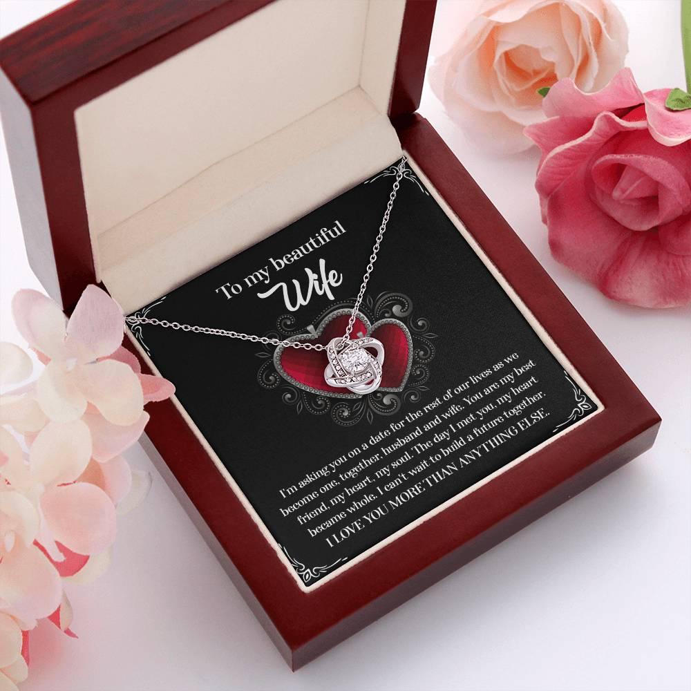 To My Beautiful Wife - My Heart Became Whole Love Knot Pendant Necklace