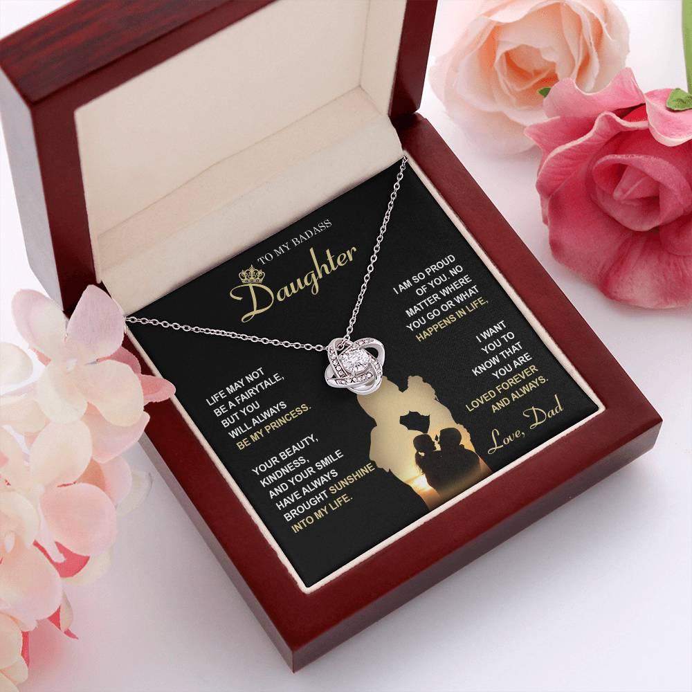 Daughter Wedding Day Gift - Be My Princess - Love Knot Pendant Necklace