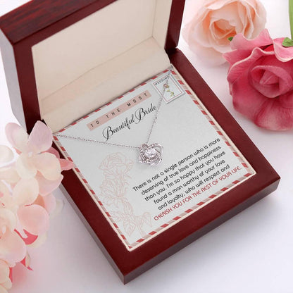 To The Beautiful Bride Wedding Gift Love Knot Pendant Necklace