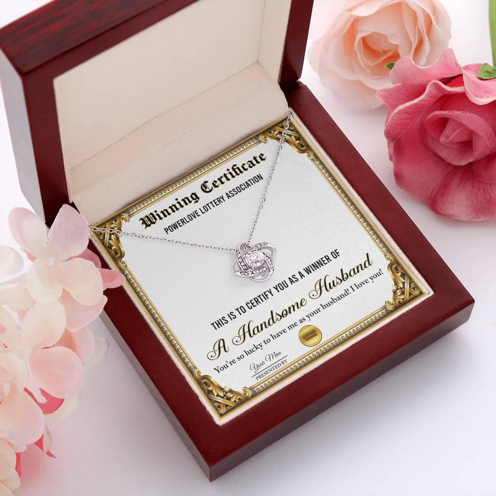 Wife Wedding Day, Anniversary, Birthday Gift - Winning Certificate - Love Knot Pendant Necklace