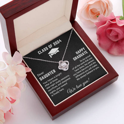 Dear Daughter Your Future is Bright Graduation Class of 2024 Love Knot Pendant Necklace