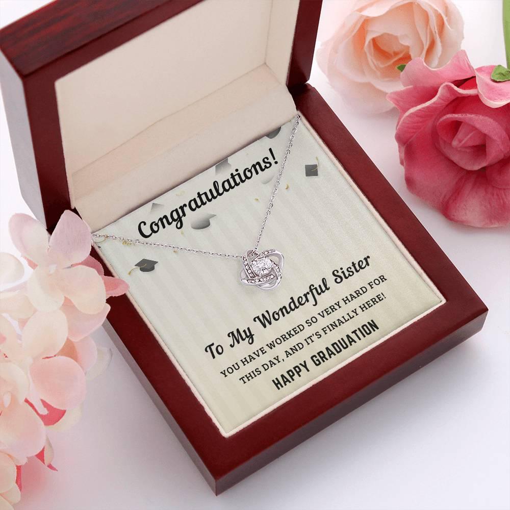 Sister Graduation Gift Congratulations You Have Worked So Hard Love Knot Pendant Necklace