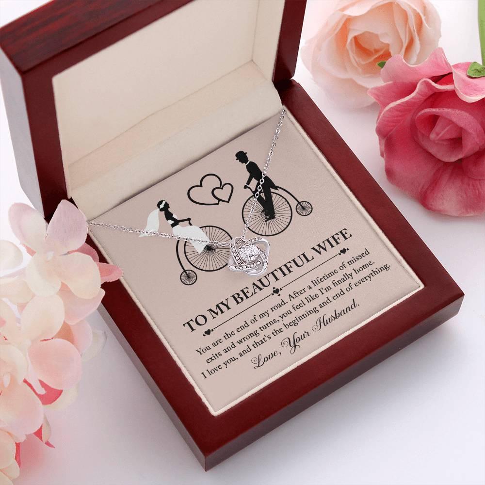 Wife Wedding Day Gift - I'm Finally Home Love Knot Pendant Necklace