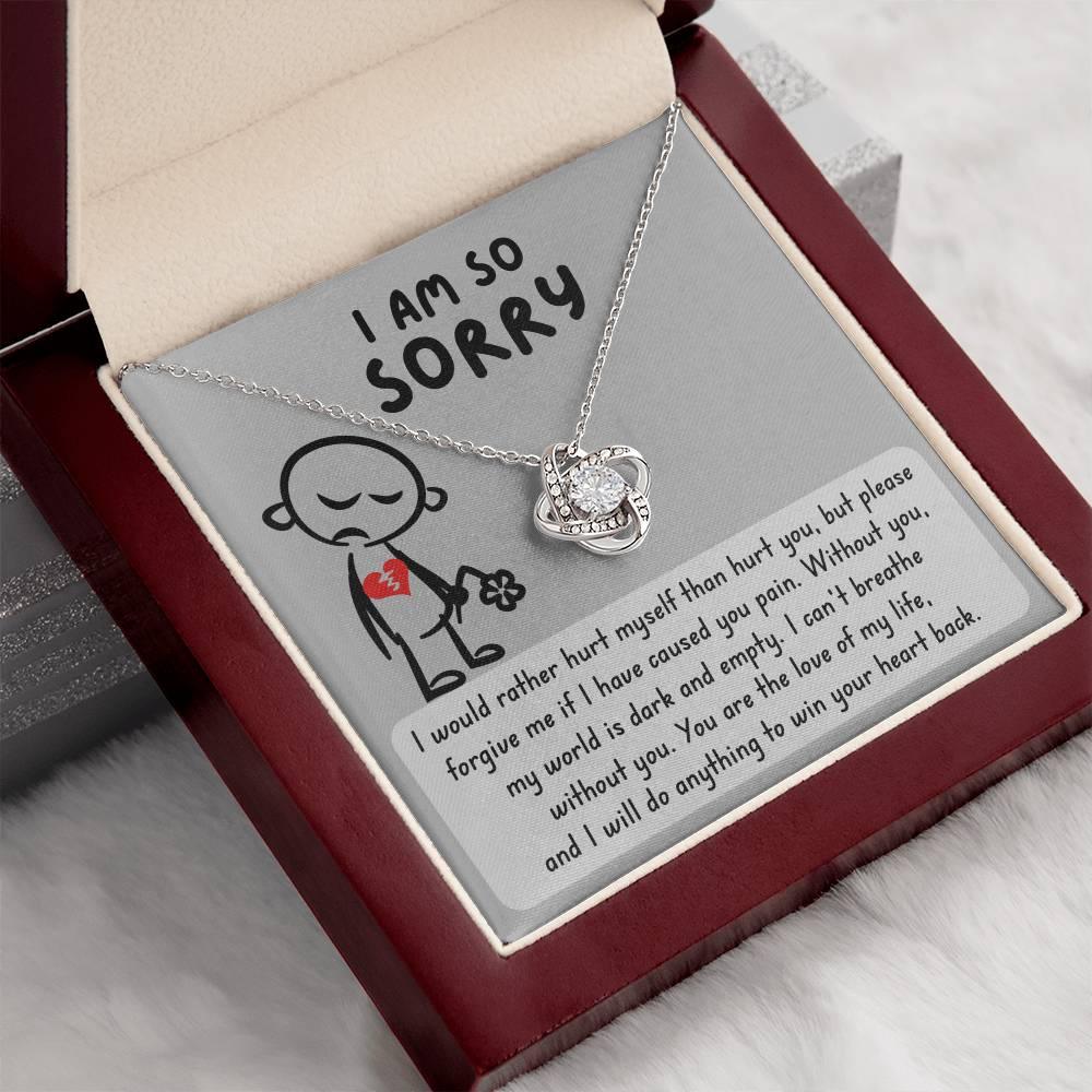 Apology Gift for Girlfriend, Wife, Soulmate - Sorry, Dark And Empty - Love Knot Pendant Necklace