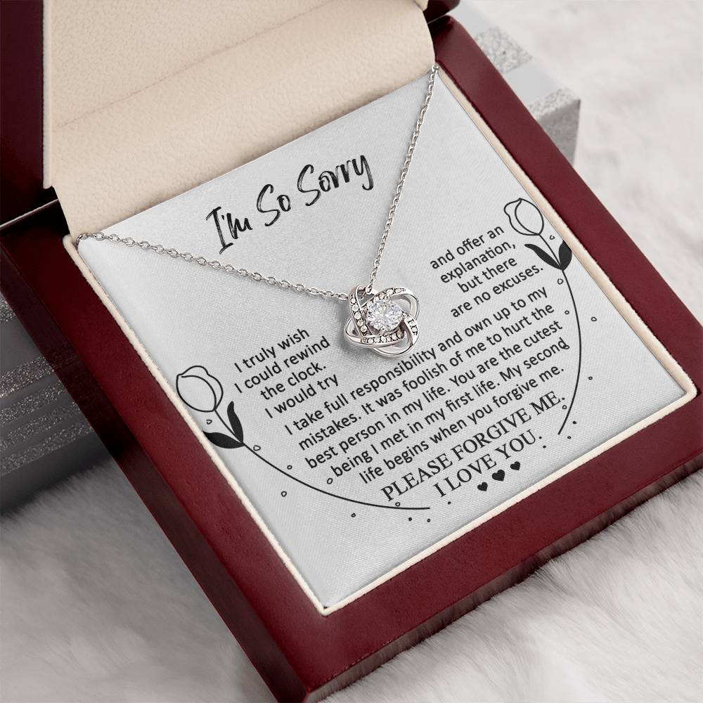 Apology Gift for Girlfriend, Wife, Soulmate - Sorry, My First Life - Love Knot Pendant Necklace