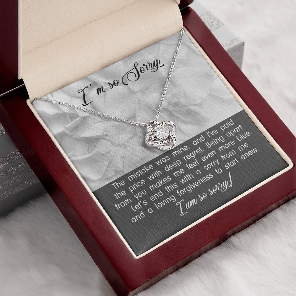 Apology Gift for Girlfriend, Wife, Soulmate - Sorry, With Deep Regret - Love Knot Pendant Necklace