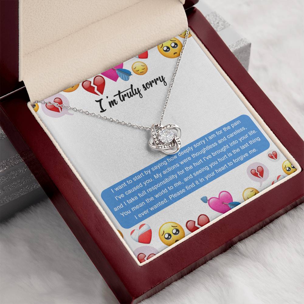 Apology Gift for Girlfriend, Wife, Soulmate - Sorry, How Deeply Sorry - Love Knot Pendant Necklace