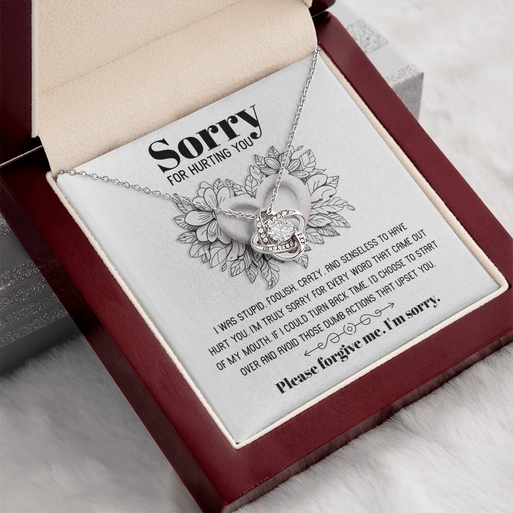 Apology Gift for Girlfriend, Wife, Soulmate-Sorry, Turn Back Time - Love Knot Pendant Necklace