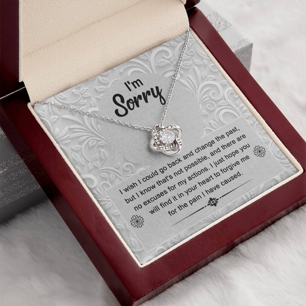 Apology Gift for Girlfriend, Wife, Soulmate - Sorry, Change The Past - Love Knot Pendant Necklace