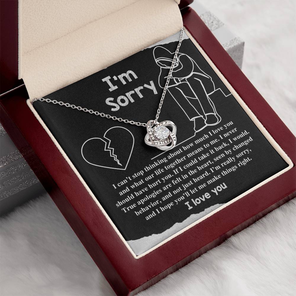 Apology Gift for Girlfriend, Wife, Soulmate - Sorry, Not Just Heard - Love Knot Pendant Necklace