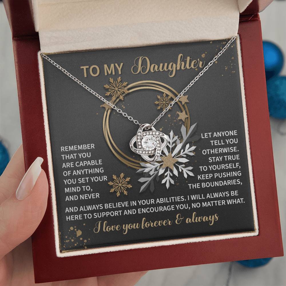 Gift for Daughter - Set Your Mind - Love Knot Pendant Necklace