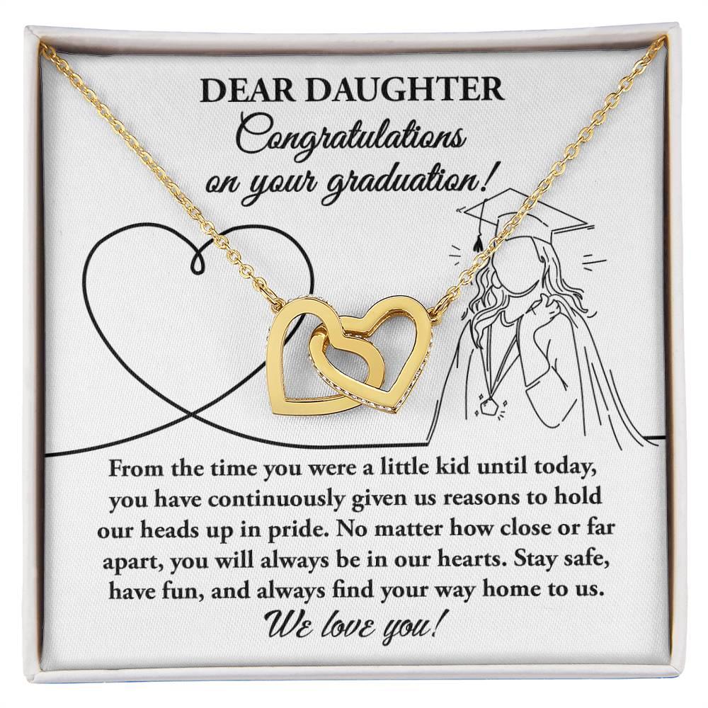 Dear Daughter Congratulations on your Graduation Interlocking Hearts Pendant Necklace