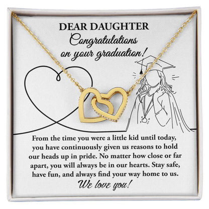 Dear Daughter Congratulations on your Graduation Interlocking Hearts Pendant Necklace