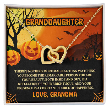 Granddaughter Halloween Nothing More Magical Personalized Interlocking Hearts Pendant Necklace