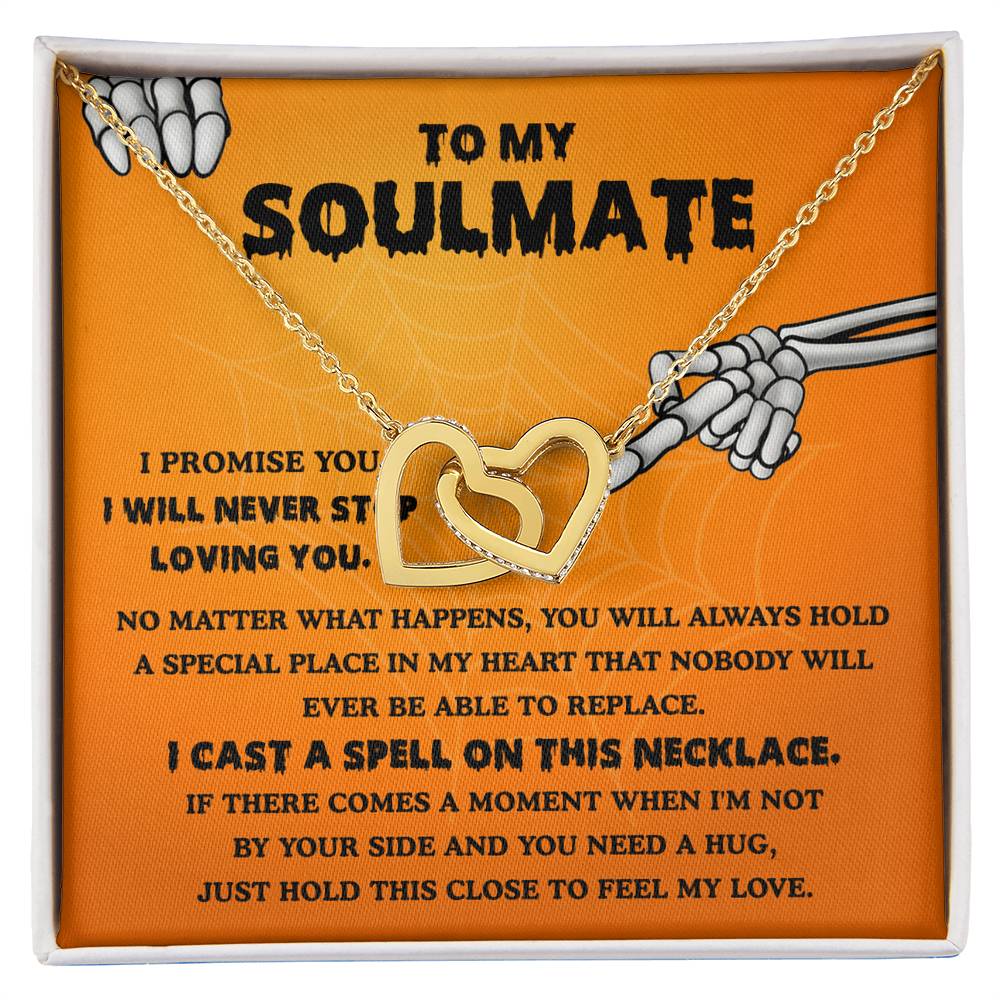 Soulmate-Never Stop Loving Halloween Interlocking Hearts Necklace