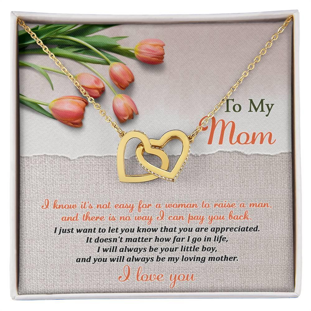 To My Mom, I Will Always Be Your Little Boy - Interlocking Hearts Pendant Necklace