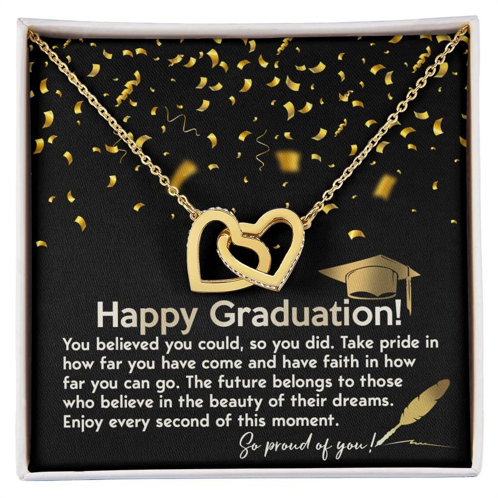 Happy Graduation You Believed You Could and You Did Interlocking Hearts Pendant Necklace