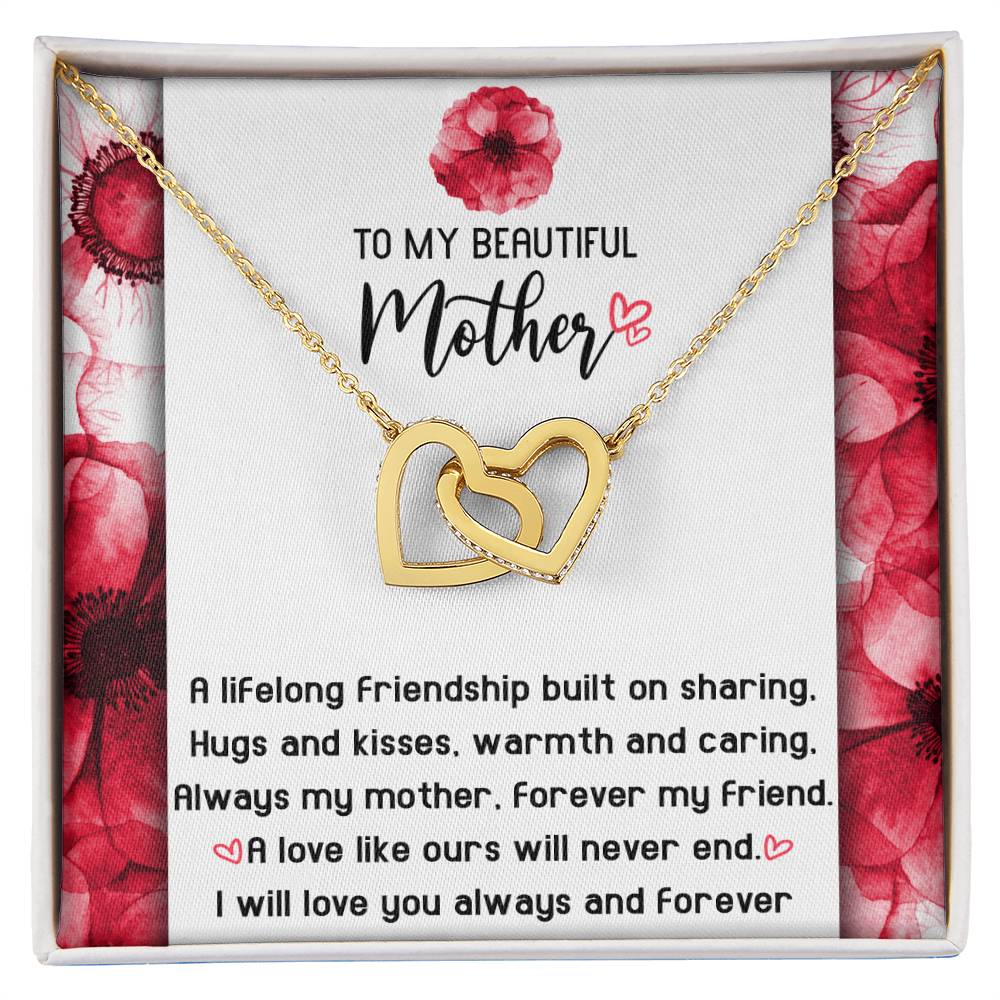 Gift for Mom Always my Mother Forever my Friend Interlocking Hearts Necklace