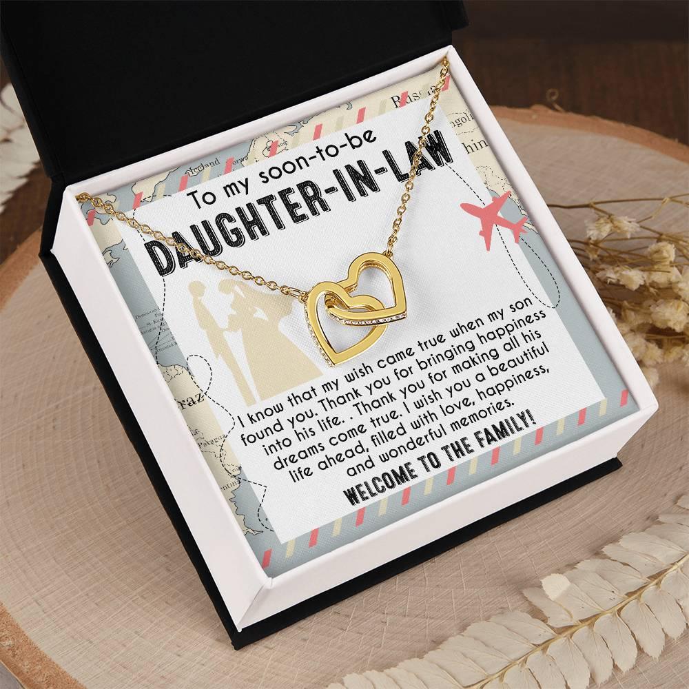 To My Soon-to-be Daughter-in-law Welcome to the Family Wedding Gift Hearts Pendant Necklace