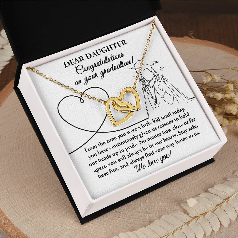 Dear Daughter Congratulations on your Graduation Interlocking Hearts Pendant Necklace