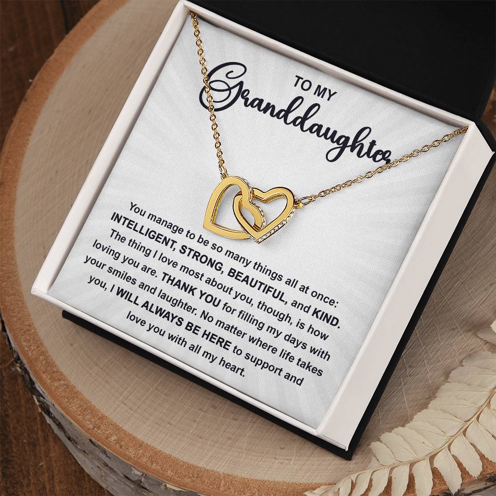 Granddaughter Gift I Will Always Be Here and I Love You With All My Heart Necklace with Heartfelt Message