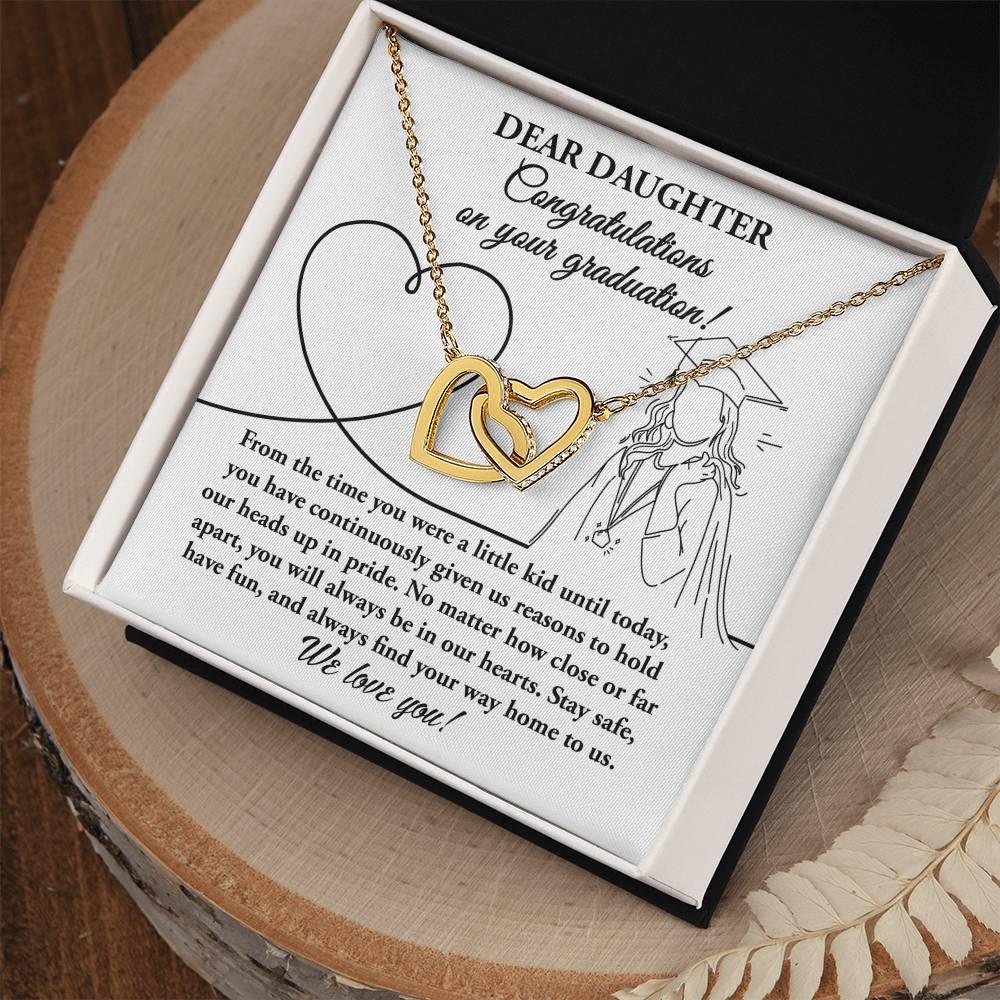 Dear Daughter Congratulations on your Graduation Interlocking Hearts Pendant Necklace