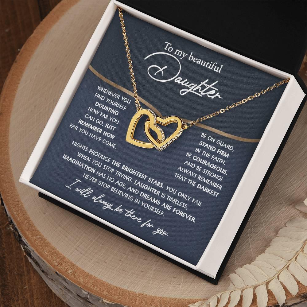 Daughter Gift for Birthday, Graduation, Christmas - Brightest Stars - Interlocking Hearts Necklace