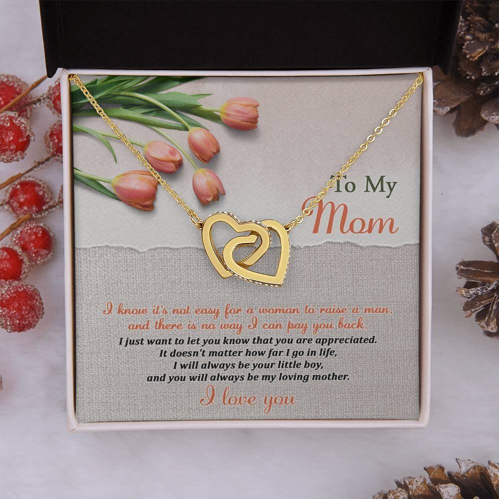 To My Mom, I Will Always Be Your Little Boy - Interlocking Hearts Pendant Necklace