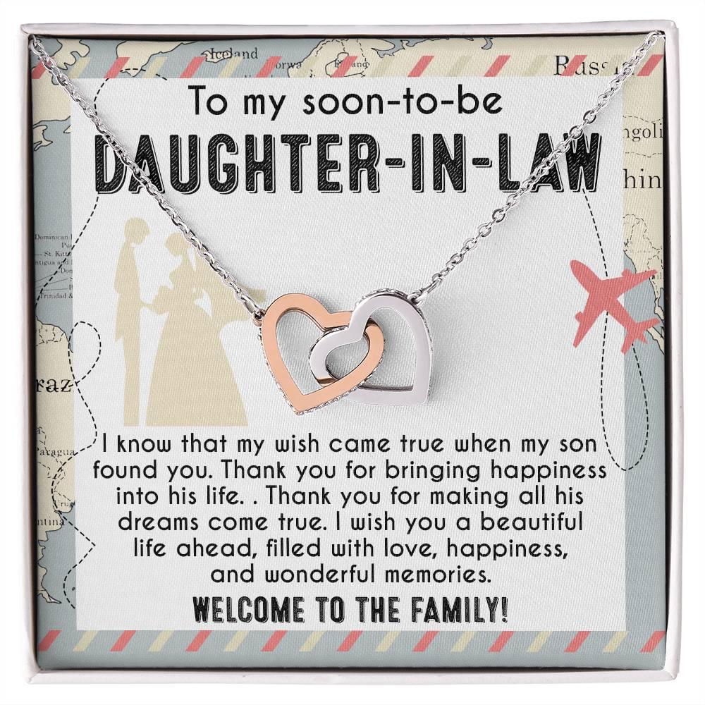 To My Soon-to-be Daughter-in-law Welcome to the Family Wedding Gift Hearts Pendant Necklace