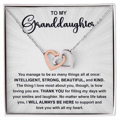 Granddaughter Gift I Will Always Be Here and I Love You With All My Heart Necklace with Heartfelt Message