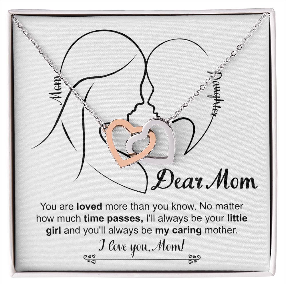 Gift for Mom I will always be your Little Girl Interlocking Hearts Necklace