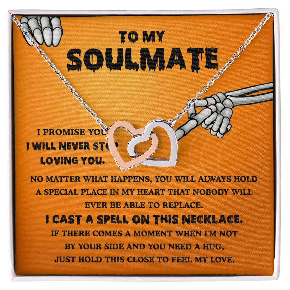 Soulmate-Never Stop Loving Halloween Interlocking Hearts Necklace