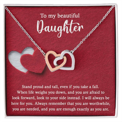 Daughter Wedding Day Gift - As You Are - Interlocking Hearts Necklace