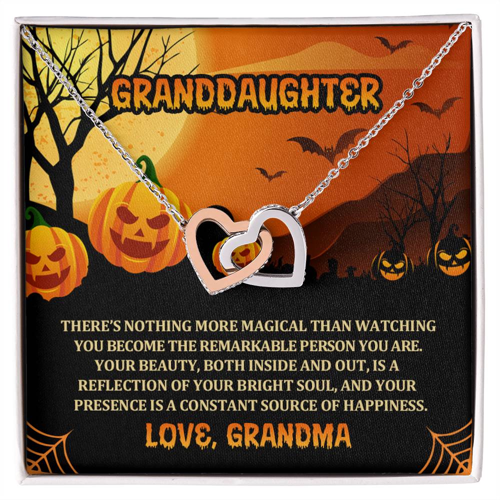 Granddaughter Halloween Nothing More Magical Personalized Interlocking Hearts Pendant Necklace