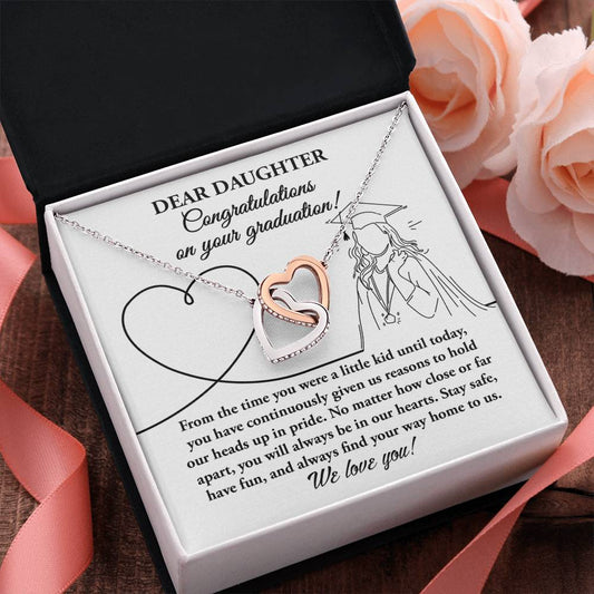 Dear Daughter Congratulations on your Graduation Interlocking Hearts Pendant Necklace