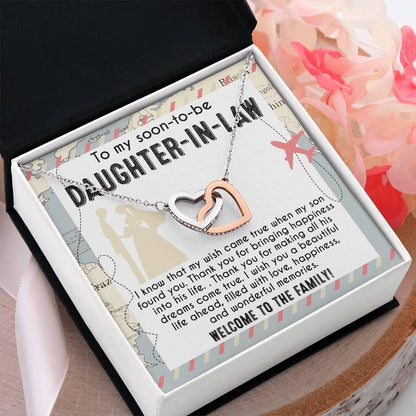 To My Soon-to-be Daughter-in-law Welcome to the Family Wedding Gift Hearts Pendant Necklace