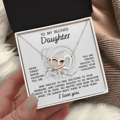 Daughter - I'm Always Right There - Interlocking Hearts Necklace