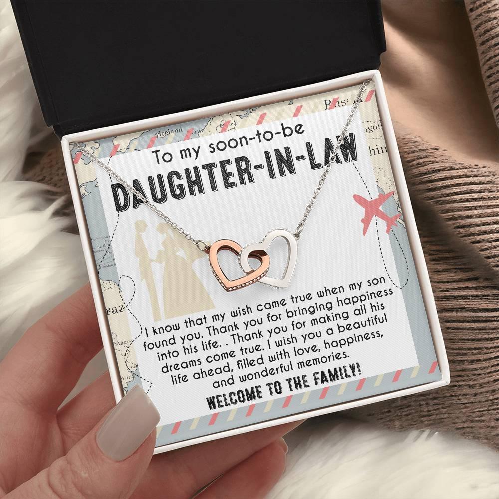 To My Soon-to-be Daughter-in-law Welcome to the Family Wedding Gift Hearts Pendant Necklace