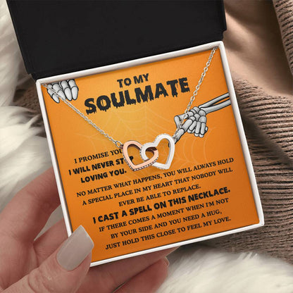 Soulmate-Never Stop Loving Halloween Interlocking Hearts Necklace