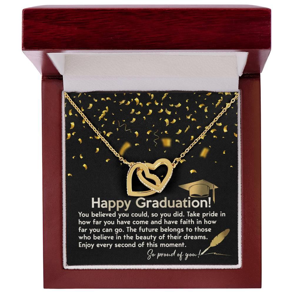 Happy Graduation You Believed You Could and You Did Interlocking Hearts Pendant Necklace