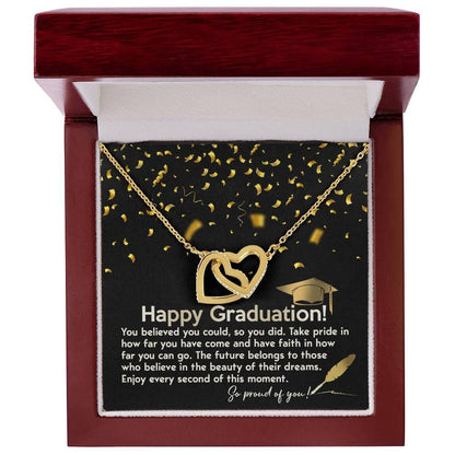 Happy Graduation You Believed You Could and You Did Interlocking Hearts Pendant Necklace