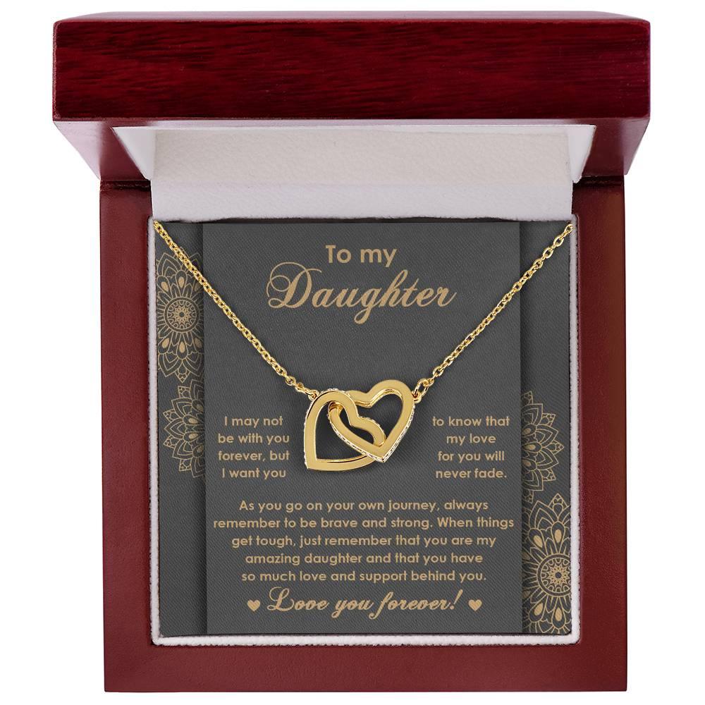 Gift for Birthday, Christmas - Daughter - Brave And Strong - Interlocking Hearts Necklace