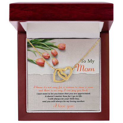 To My Mom, I Will Always Be Your Little Boy - Interlocking Hearts Pendant Necklace