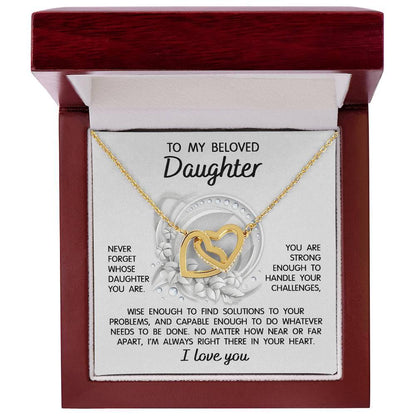 Daughter - I'm Always Right There - Interlocking Hearts Necklace