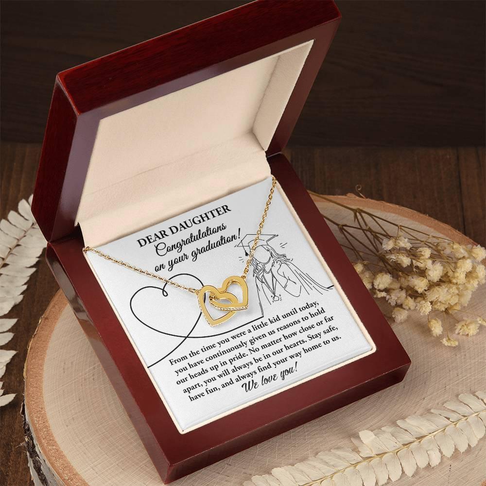 Dear Daughter Congratulations on your Graduation Interlocking Hearts Pendant Necklace